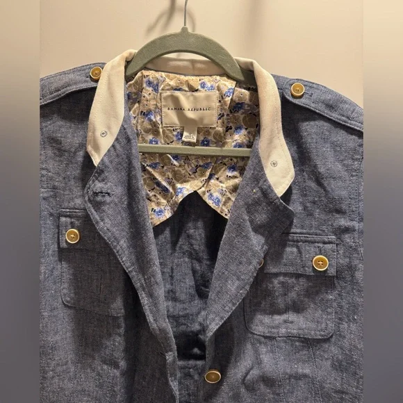 Banana Republic Linen Denim Blazer Jacket - Picture 9 of 10